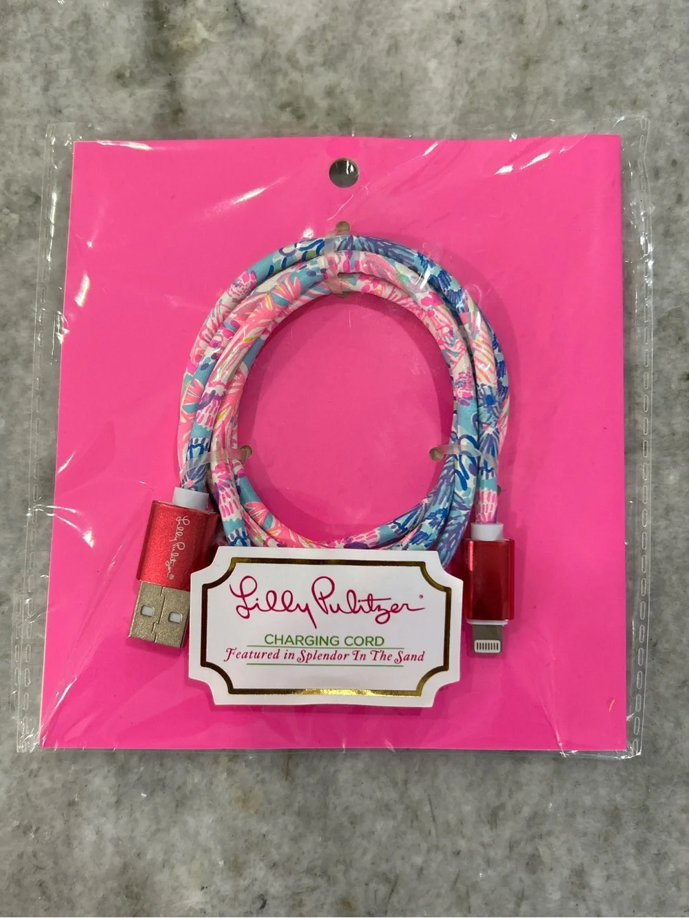 Lilly Pulitzer Splendor in the Sand-Print 8 Pin Charging Cable